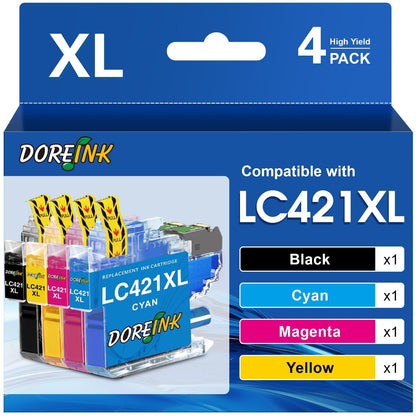 LC421XL LC-421XLVAL printer cartridges for Brother LC421XL LC421 421 XL cartridges multipack for Brother DCP-J1050DW, MFC-J1010DW, DCP-J1140DW, DCP-J1800DW, 4er Value Pack.