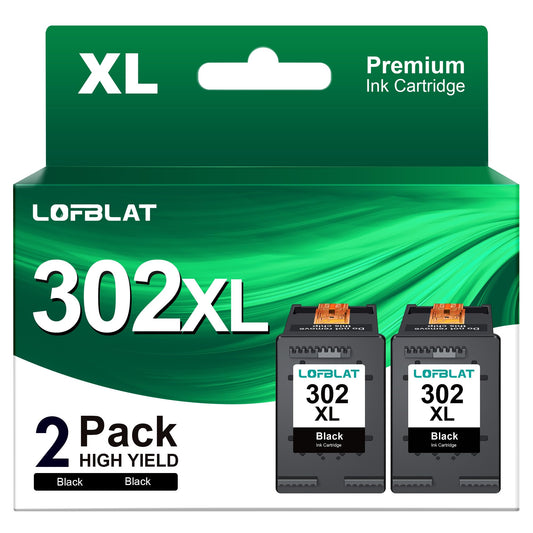 LOFBLAT 302 XL Black Replacement for HP 302 Ink Cartridges for HP Envy 4525 4520 4527 4522 HP DeskJet 3630 3633 3636 3638 HP OfficeJet 3831 3830 5220 Ink Cartridges (Black, 2 Pack)