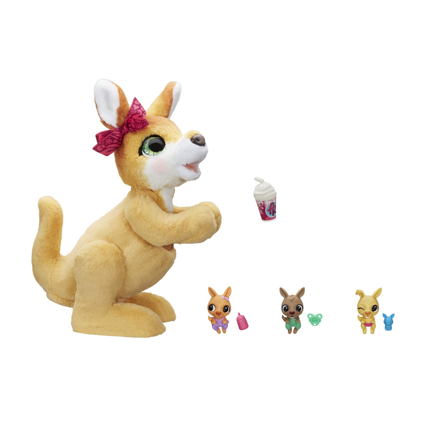 Hasbro Josie, the Kangaroo, interactive plush toy, 70+ sounds and reactions, for ages 4 and up, E6724, Yellow.
