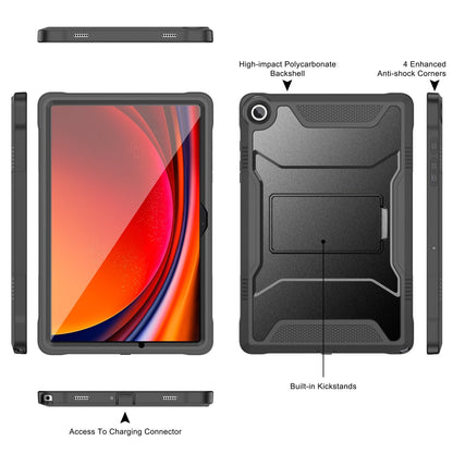 Shockproof case for Samsung Galaxy Tab A9 Plus 2023 with built-in screen protector and stand, sturdy full body protective case for Galaxy Tab A9+ 11-inch tablet [SM-X210/X216/X218], Black.