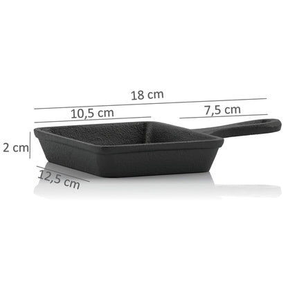 BBQ-Toro cast iron raclette pans (6 pieces) | 12.5 x 18 cm | pre-seasoned | Replacement pans for raclette, serving pans, grill accessories, cast iron pan, grill pan.