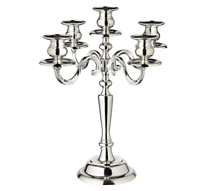 EDZARD Candle holder Regina, 5-armed, height 37 cm, elegantly silver-plated, tarnish-protected - Candle holder for pillar candles, candlestick in silver, table decoration living room