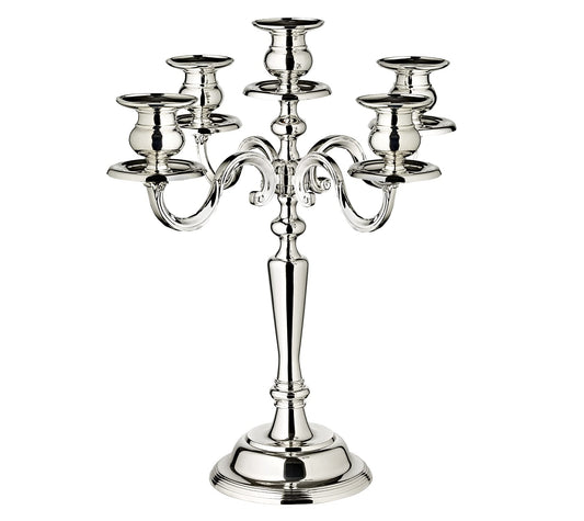 EDZARD Candle holder Regina, 5-armed, height 37 cm, elegantly silver-plated, tarnish-protected - Candle holder for pillar candles, candlestick in silver, table decoration living room