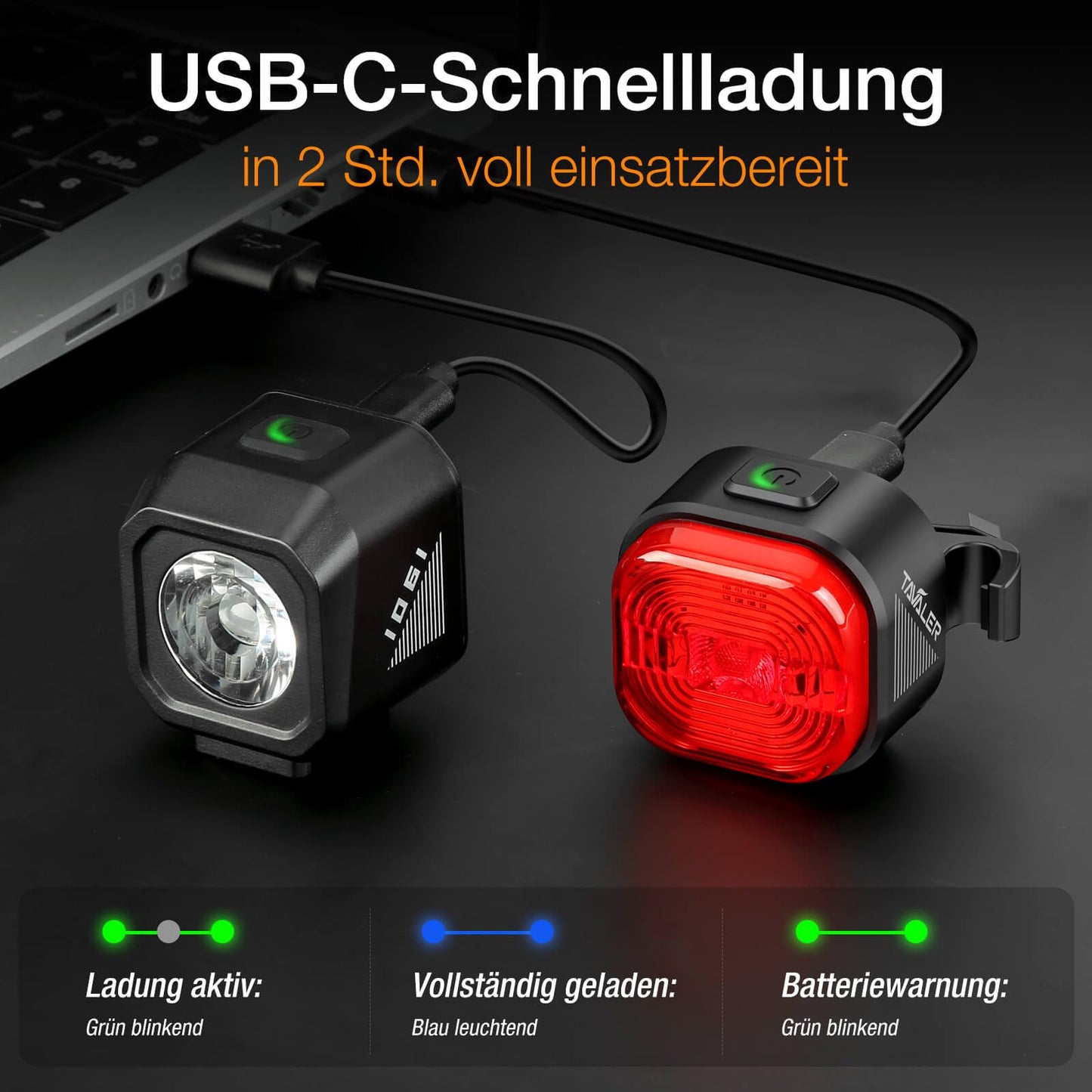 Tavaler Bike Light Set USB Rechargeable | StVZO Approved Bike Light Set | IPX5 Waterproof Bike Light Set LED | Front Bike Light | Rear Bike Light & Bike Tail Light