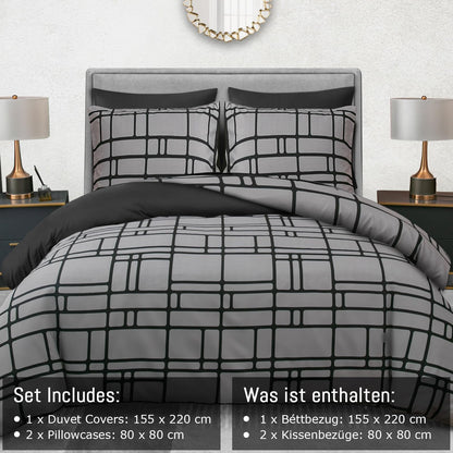 Pamposh bedding 155x220cm - Ultra-soft microfiber duvet cover 155x220cm - With pillowcase - Bedding set with zipper - Light & breathable duvet cover set