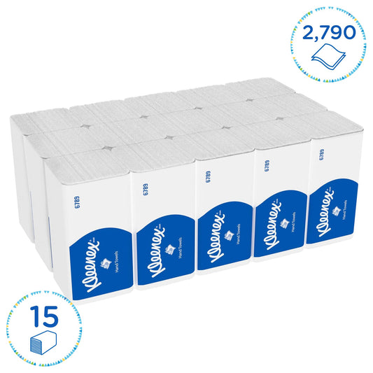 Kleenex Paper Towels with Interfold V-Fold 6789, 2-ply paper towels, 15 packs x 186 towels (total of 2,790 folded towels)