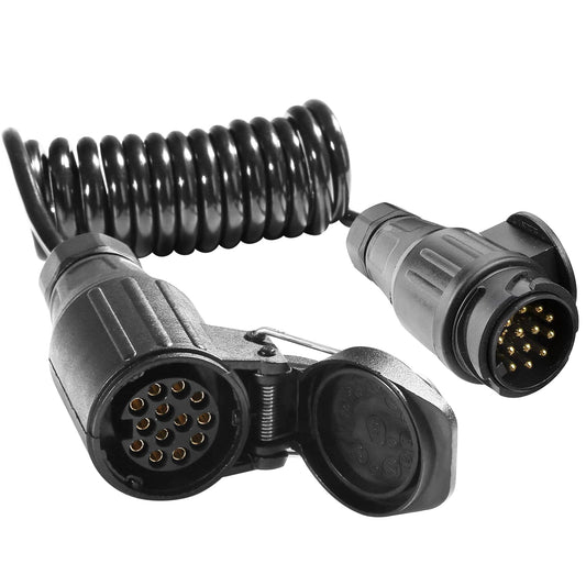 AgriShop Trailer Extension Cable Adapter 13-Pin to 13-Pin, 1.8M Coiled Trailer Cable 13-pin Trailer Extension with Male Female Plug, Adapter Trailer Coupling 13 to 13 pin CE