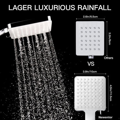 Newentor Shower Head, Handheld Shower Head Large, Water-saving Shower Head High Pressure, XXL Shower Head with 6 Spray Patterns (without hose)