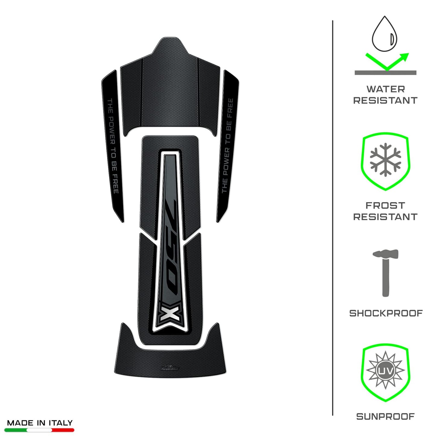 Resin Bike Decal for Motorcycle Compatible with Honda NC750X 2021-2025. Tank cover protects against impacts and scratches. 3D resin adhesive stickers made in Italy.