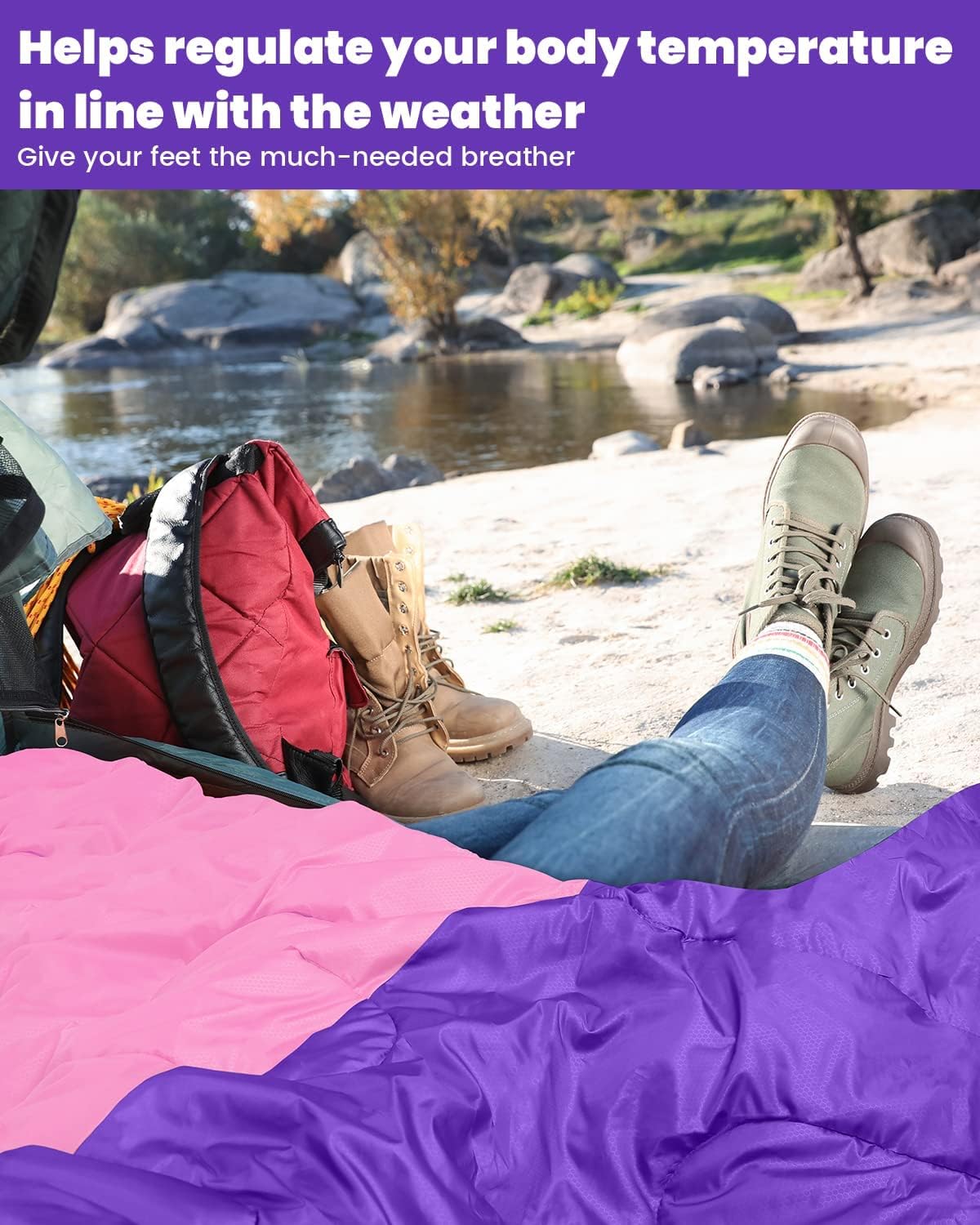 Outdoor camping sleeping bag: Sportneer 3-4 season summer sleeping bag, winter sleeping bag, compact, portable, ultralight 1.7kg with full filling for adult trekking travel.