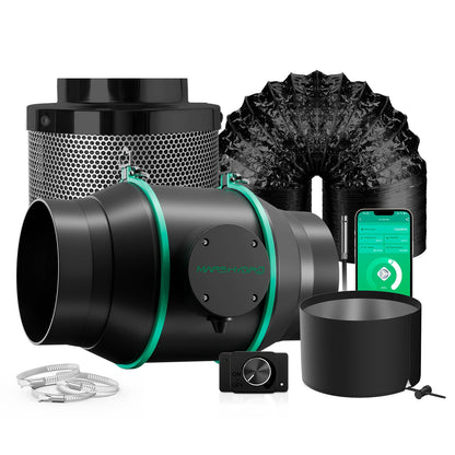 MARS HYDRO iFresh duct fan 150mm/6 - Grow fan with exhaust control, duct fan for grow tents, hydroponics & climate control.