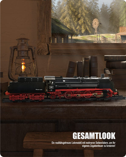 Nifeliz BR01 Retro Steam Locomotive Express Train Model Building Blocks with Tracks, Locomotive Set Train Construction Toy, Gift for Adults and Boys (1173 pieces)