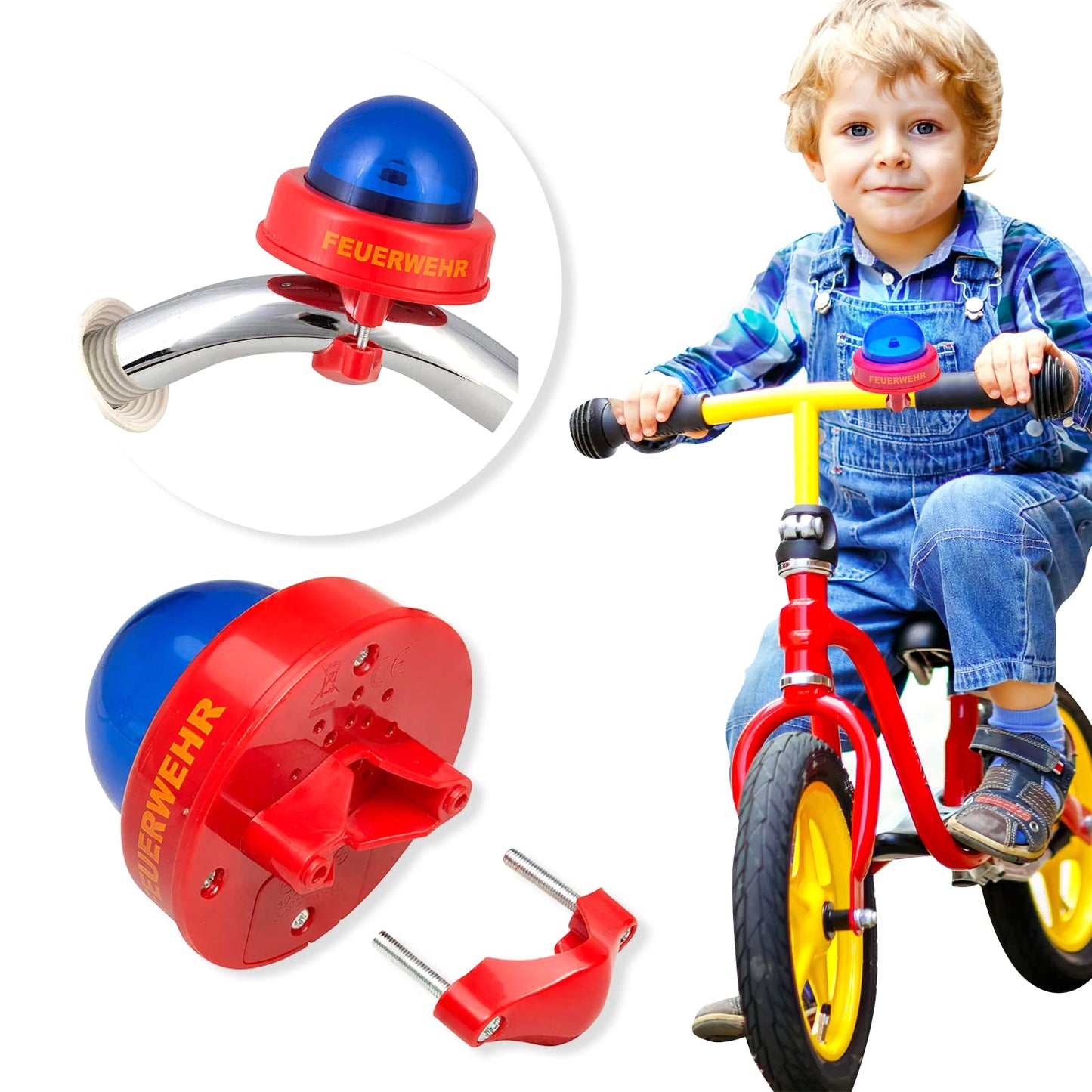 Smart Planet bicycle siren - Firefighter bicycle bell - Bike siren - Fun fire truck siren for kids - Bicycle bell for the handlebars with Tatü Tata sound.