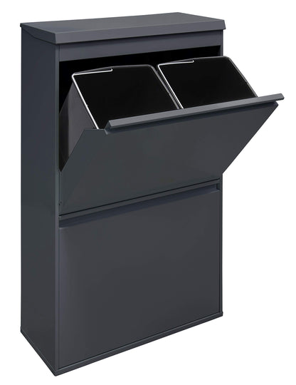 ARREGUI Top CR624-B Steel Recycling System with Storage Box with Lid | 4 Compartments Trash Can for Kitchen | 4x17 L (68 L) | 4 Compartment Waste Bin | Removable Inner Bins with Handles | anthracite