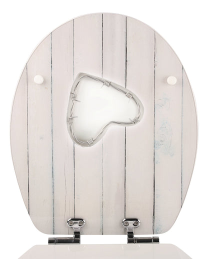 aquaSu® toilet seat with soft-close mechanism, wire love decor, high gloss finish, wooden core, Fast-Fix quick mounting system, oval standard O shape, metal hinge, glossy toilet lid, 40357 3