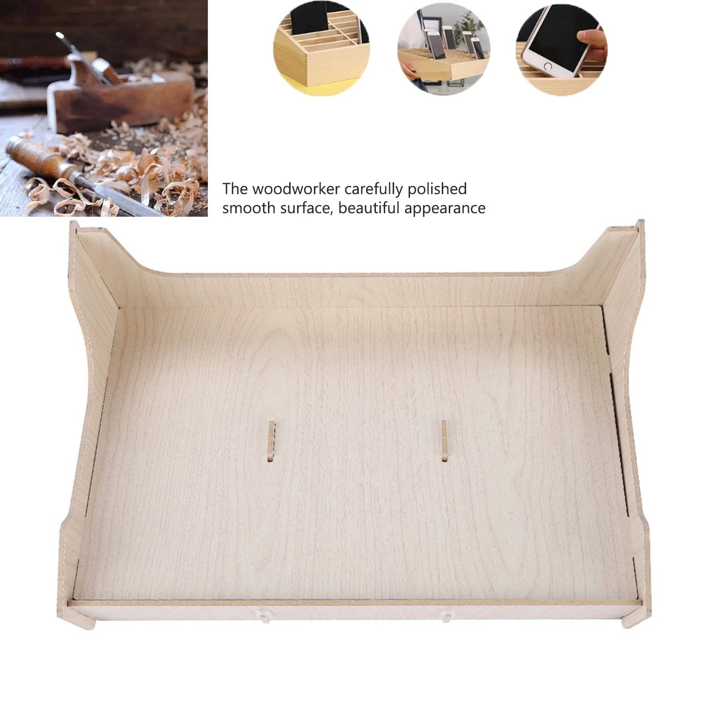 Cuifati phone storage box, clean desktop phone storage box, multiple cell wood phone management storage box, wooden phone holder desktop organizer storage box.
