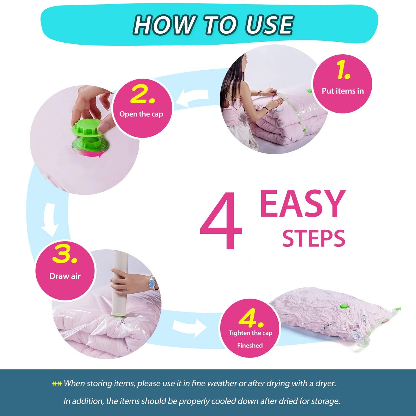 Opaza XXL Vacuum Bags for Comforters, 4-pack Extra Large [130 x 100 cm] Vacuum Bags for Clothing, Jumbo Extra Large Vacuum Bags (4 pieces)