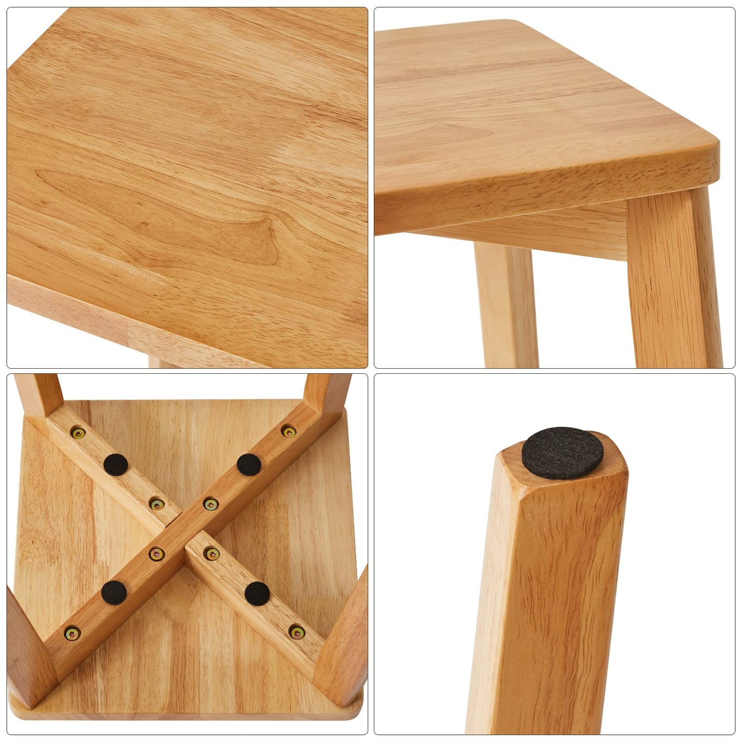 IBUYKE 4-piece dining stool set, wooden stacking chair with non-slip mat, stackable stool for classroom, your kitchen, dining or home pub area, wood color, RF-1501-4