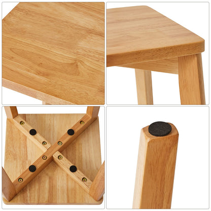 IBUYKE 4-piece dining stool set, wooden stacking chair with non-slip mat, stackable stool for classroom, your kitchen, dining or home pub area, wood color, RF-1501-4