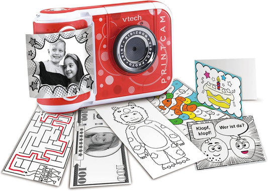 VTech KidiZoom Print Cam - Instant camera for kids with printing function, selfie and video function, ages 4-12 & KidiZoom Print Cam - Thermal paper - Vtech 80-417449 kids camera, Multicolor