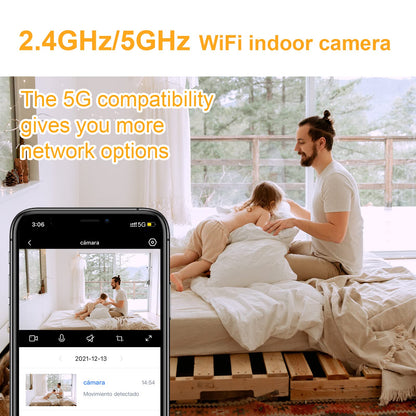 ANTELA Surveillance Camera Indoor 2.4/5GHz WiFi, 1080P WLAN Indoor Camera, 355°/90°, 2-way Audio, IR Night Vision, Motion Detection, Compatible with Alexa/Google Home (1pc)