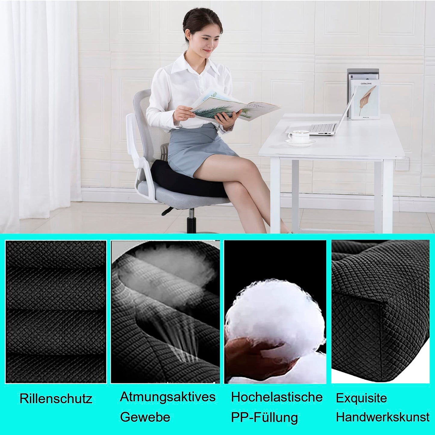 WYJHNL Ergonomic/Orthopedic Seat Cushion for Office Chair/Car, Seat Pad/Seat Pads/Seat Riser Adult Seat Riser for Buttocks, back pain, floor, chair 40x40cm Blue
