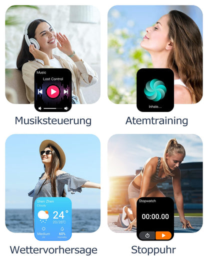 GRV Smartwatch for men and women with phone function, fitness watch with heart rate monitoring, SpO2, pedometer, sleep monitor, multi training modes for iOS Android phone