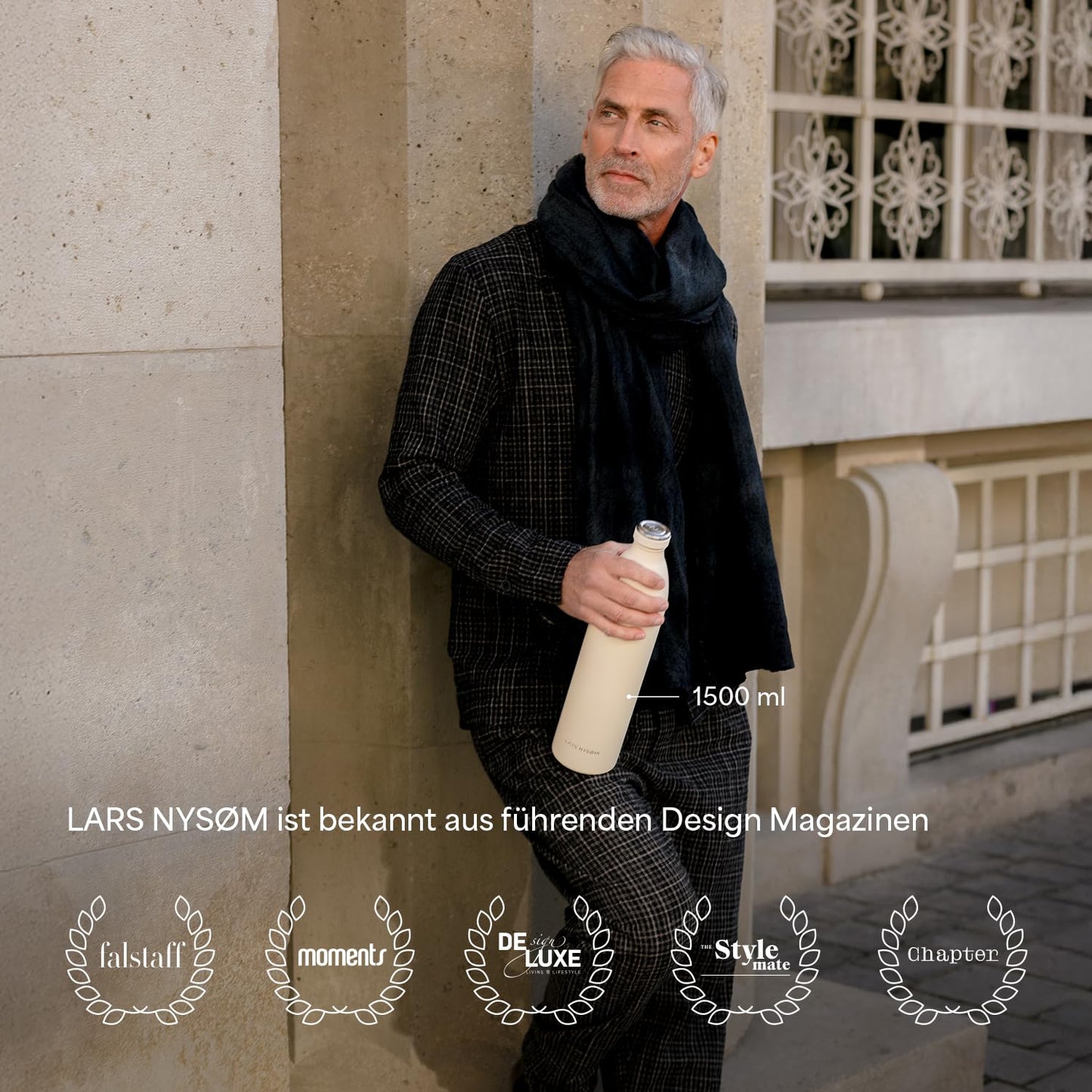 LARS NYSØM Stainless Steel Water Bottle 350ml, 500ml, 750ml, 1L, 1.5L | Insulated bottle for carbonated drinks | Leak-proof bottle for sports, outdoor, school (Aqua Turquoise, 350ml)
