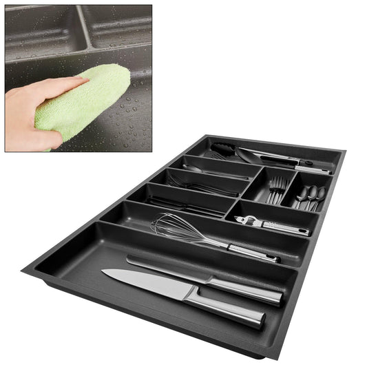 Orga-Box 2 cutlery insert Depth: 461 x Width: 809 mm anthracite with canvas texture for 90 cm Nobilia drawer up to 07/2012 (PLEASE MEASURE YOUR DRAWER INSIDE DIMENSIONS!)