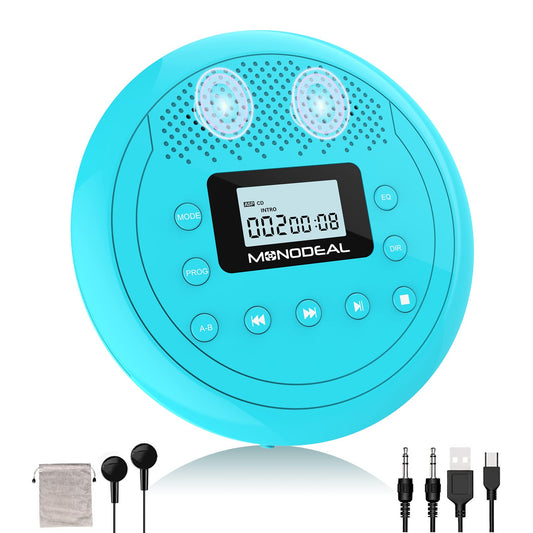 NEW 2025 Portable CD Player with Speaker, Portable CD Player, Rechargeable Discman CD Player for Car Kids, Anti-Skip small CD Player with Headphones for Listening to Audiobooks Music.