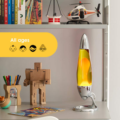 Mathmos Neo lava lamp for children and adults (chrome - yellow/orange)