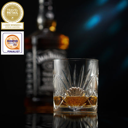Whiskey Stones Set - 6 Handcrafted Round Granite Whiskey Stones - 2 Whiskey Glasses - Hardwood Presentation and Storage Board - Whiskey Gift Set Box with Gold Foil by Rocks