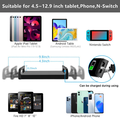 Tablet floor stand, adjustable, universal, 360 degree rotatable, metal tablet holder, phone stand for iPad/iPhoneX/iPad Pro or other 4.5-13 inch devices (black)