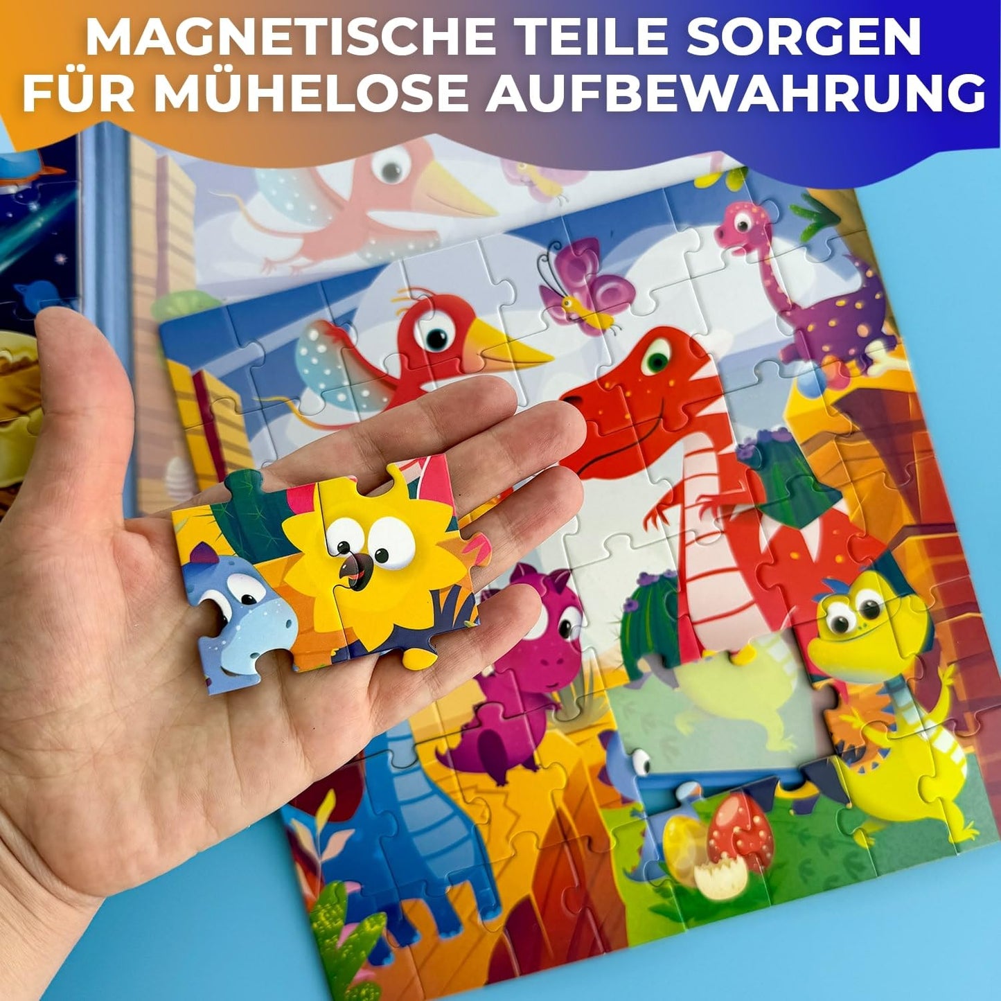 QUOKKA Magnetic Puzzle Game for Kids Ages 3-4 - 48-piece Puzzle Activity for Children on Airplanes & Car Rides - Dino Travel Games for Kids Ages 4-5-6 - Toy for Boys and Girls