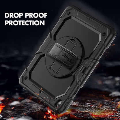 tmecity case for iPad 9/8/7th Gen, iPad 10.2 Inch Shockproof Rugged with Screen Protection 360° Rotatable Stand Hand Strap Shoulder Strap Pencil Holder for iPad 9th Gen-Black