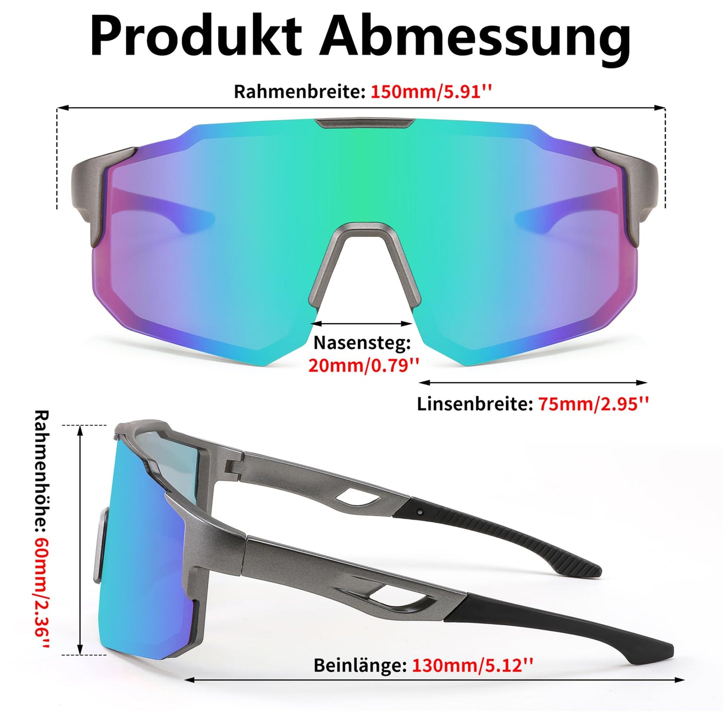 FEISEDY Sport Sunglasses for Men Women Cycling Glasses Mirror Sports Glasses for MTB Racing Cycling Biking Running Enduro with UV400 Protection B2388