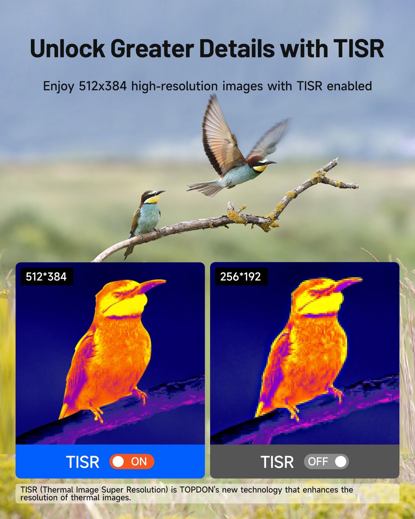 TOPDON Thermal Camera for Android TC001-A, High resolution 512x384 with TISR, 256x192 IR resolution, Temperature range: -20°C to +550°C, for smartphones and tablets.