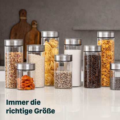 SILBERTHAL Storage Jars Glass with Lid 1700 ml - Glass jars for airtight & leak-proof storage in the kitchen.