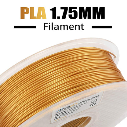 AMOLEN PLA 3D Printer Filament, 1.75mm, Frosted Copper (Real Gold, 1kg)