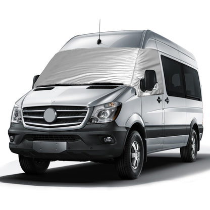 External thermal windshield cover for Mercedes Sprinter 2019-2024, luxury silver wrap windshield cover, foldable front windshield cover for winter and summer windshield frost protection.