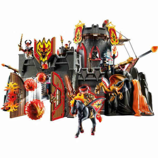 PLAYMOBIL Novelmore 70221 Burnham Raiders Fortress with working cannons and fireball release, wall breach, and dragon cage, for ages 4 and up.