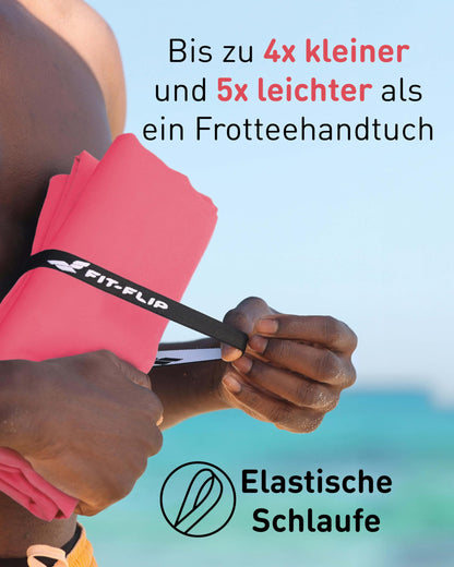 Fit-Flip microfiber towels - compact and lightweight - quick-drying microfiber towel - for travel, sports, beach - large bath towel (1x 180x90cm, Sunkist Coral)