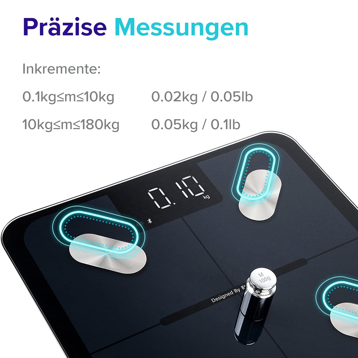 Etekcity Body Fat Scale, Digital Scale with APP 180 kg/400 lbs, Smart Scale with Body Fat and Muscle Mass, Bluetooth Scale for Baby and Pregnant Women, Black