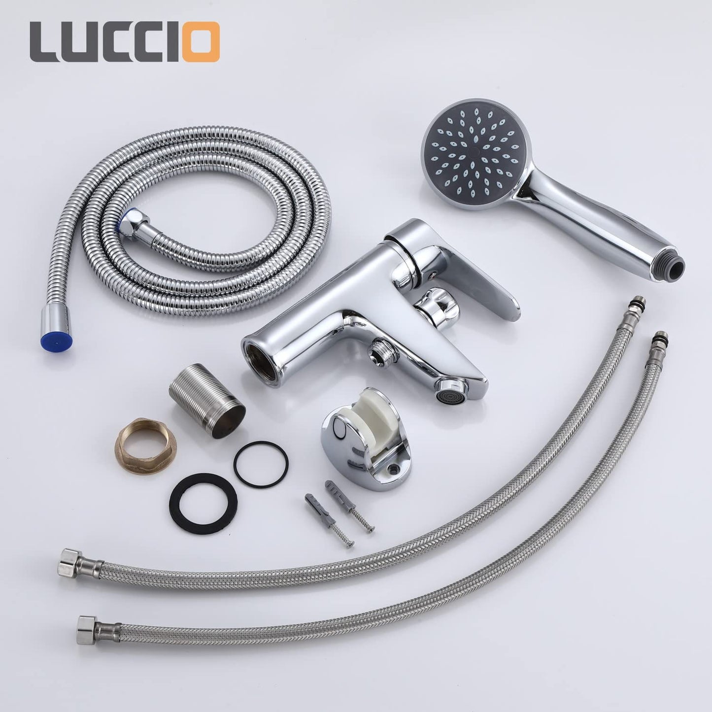 ZXC washbasin faucet with diverter for shower, high-quality single-lever washbasin mixer including shower set in chrome.