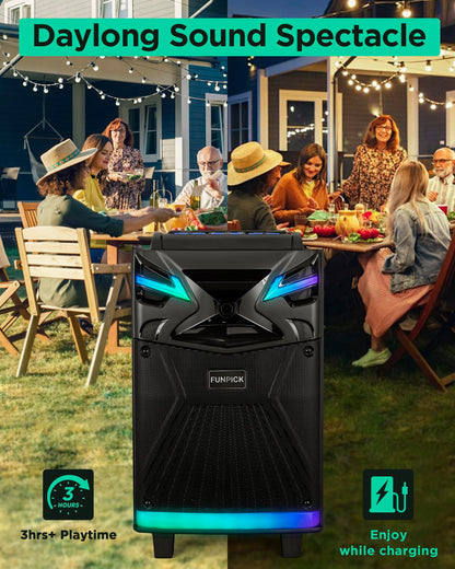 Karaoke machine with 2 microphones, Bluetooth portable PA system for adults, 10-inch speaker supports live streaming, DJ lights/FM radio/recording, YouTube, TikTok.