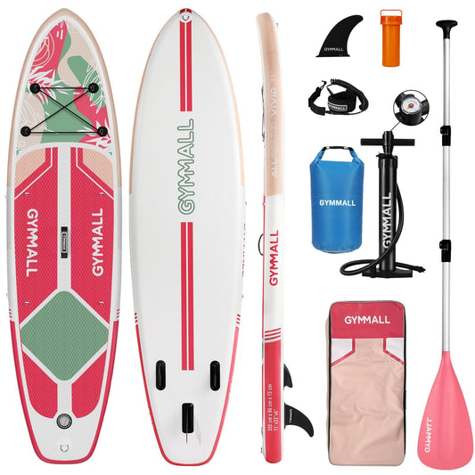 GYMMALL Stand Up Paddling Board, inflatable SUP board for adults and teens of all skill levels, blow up paddleboards with wide, non-slip deck, premium accessories and storage bag.