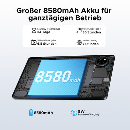 DOOGEE Tab A9+ Android 15 Tablet 11-inch, Unisoc T7200 Octa-Core 8580mAh Gaming Tablet Android 20GB RAM+64GB ROM(TF 2TB), WiFi5 Tablets PC, 90Hz-1080P, WidevineL1/Face ID/OTG/GPS/Dual Speaker.