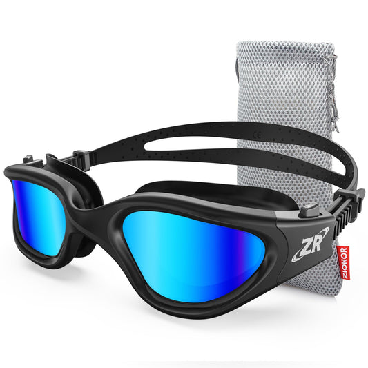 ZIONOR Polarized Swim Goggles for Men and Women [UPGRADE], G1 Swim Goggles with Mirror/Smoke Lens UV Protection Anti Fog Adjustable Strap Comfort Pro Swim Goggles for Adults Teens.