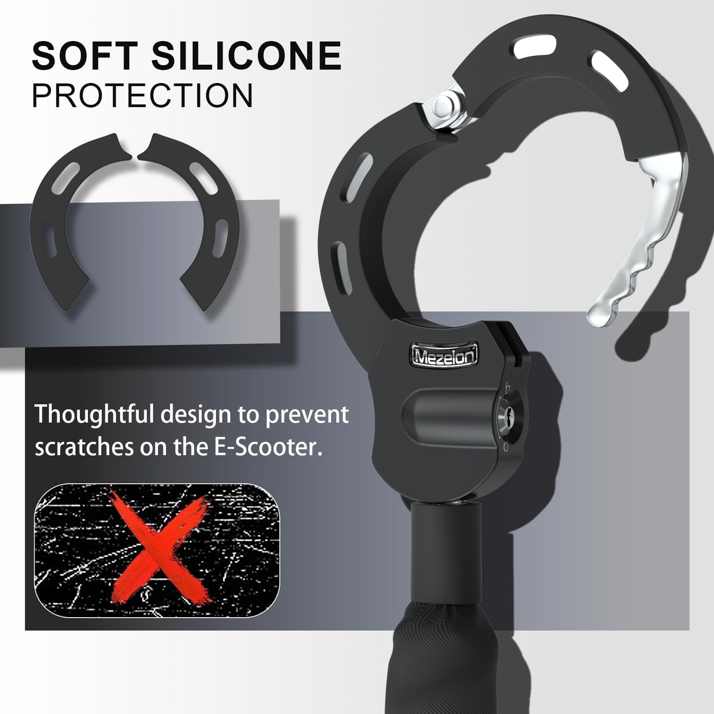 Mezelon E Scooter Lock 8mm | Bike Lock | High Security Locks | U-Lock | Heavy Duty Locks for E Scooters/Bikes/E-Bikes/Motorcycles