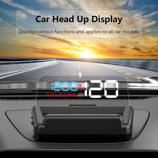 AMROOLOO GPS Speedometer, Mirror Reflective Car Head Up Display, Displays Speed and Time, Compatible with All Vehicles.